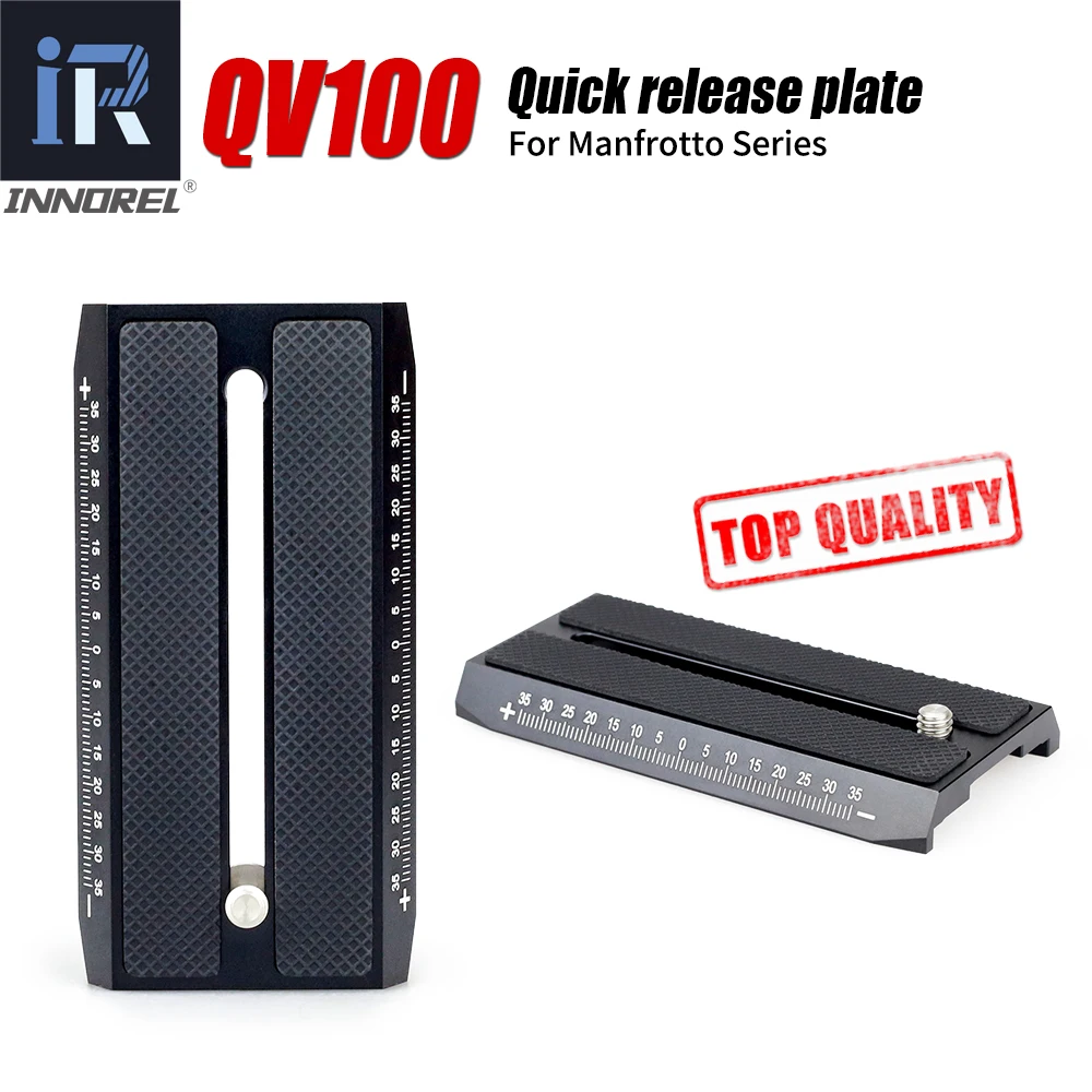 INNOREL QV100 Płytka szybkiego uwalniania kompatybilna ze standardową głowicą wideo Manfrotto do statywów i monopodów do lustrzanek cyfrowych o szerokości 50 mm