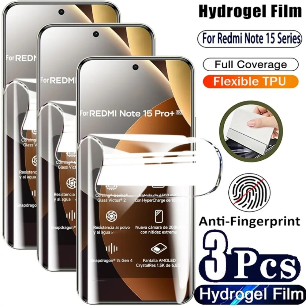 

Ультрапрозрачная гидрогелевая пленка (3 шт.) для Redmi Note 15, 14, 13 Pro Plus, 14S, 12S, 11S, защитная пленка для экрана Redmi 15C, 15, 14C, 13C, 12C, 10A