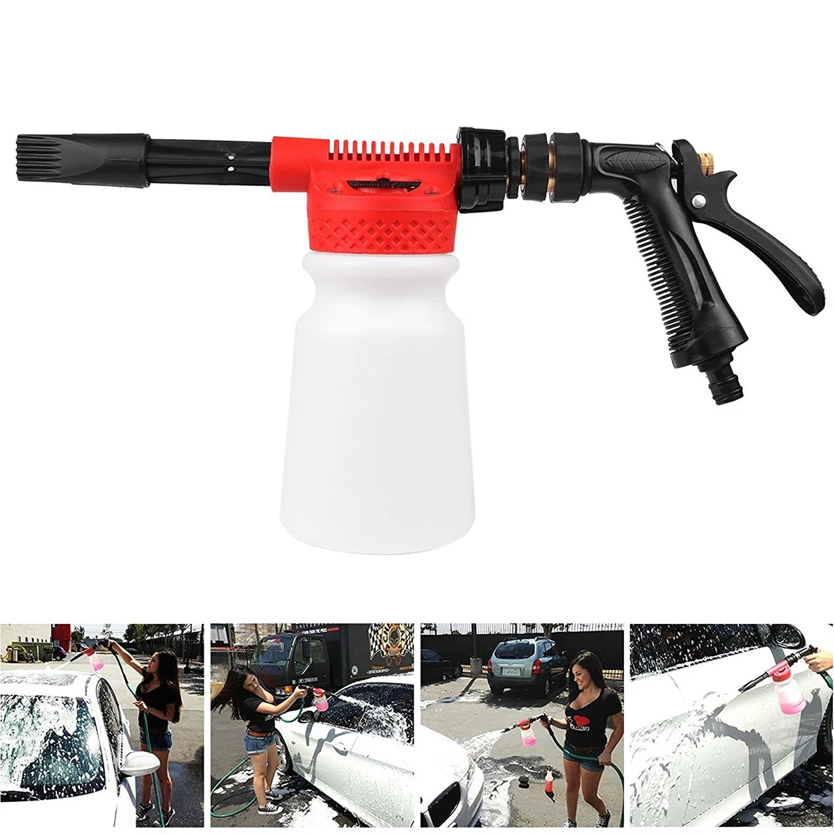 

Car Cleaning Multifunctional Washing Water Soap Shampoo Sprayer 900ml for Van Motorcycle Vehicle (Red)