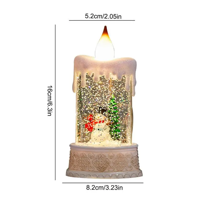 Snow Globe Candle Resin Snowfall Battery Powered Snow Globe Vintage Lantern Candle Decor Decorative Christmas Decorations