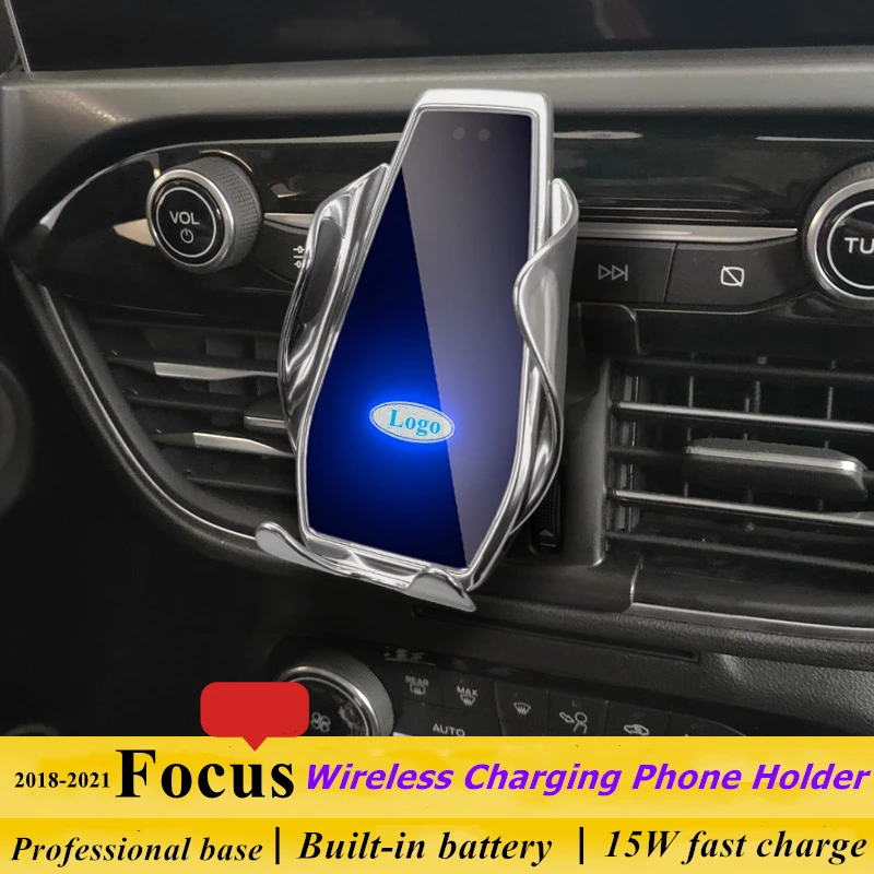 

Dedicated for Ford Focus 2018-2021 Car Phone Holder 15W Qi Wireless Car Charger for iPhone Xiaomi Samsung Huawei Universal