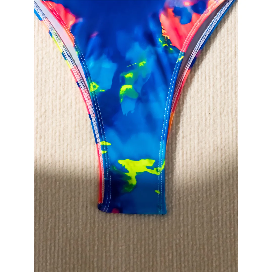 Bunter, bedruckter, mit Bügel verstärkter brasilianischer Bikini, Damen-Badeanzug, zweiteiliges Bikini-Set, Badebekleidung, Badeanzug, Schwimmkleidung V5340 – Detail 16