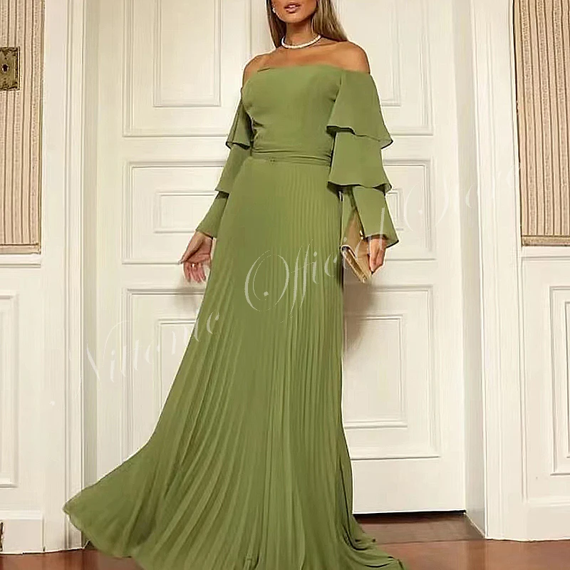 

Customize Elegant Evening Dresses for Women Chiffon Strapless Floor-Length A-Line Prom Party Gala Special Events Wedding Guest