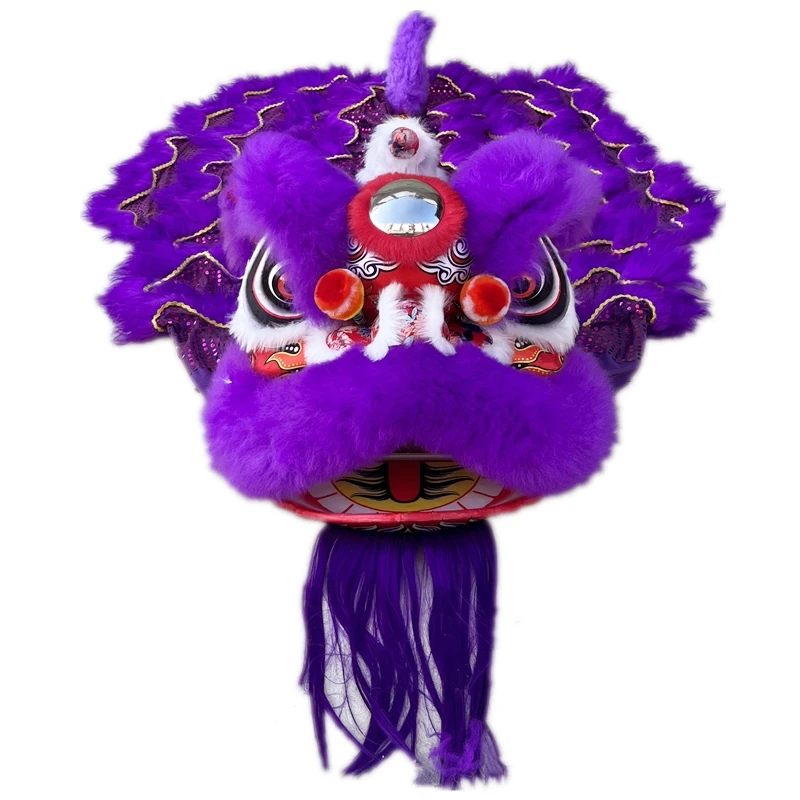 Twin Adult Lion Dance Suit 10inch Foam Lion Head Frame Multicolored Artificial Wool