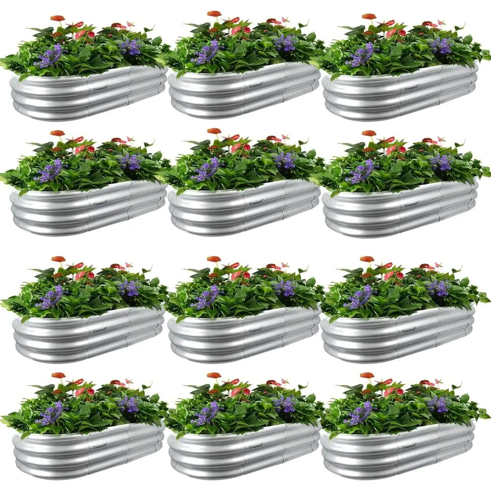 

12-Pack 12 Tall Galvanized Metal Raised Garden Beds for Outdoor Planting, Ideal for Vegetables, Flowers, Herbs, and Tomatoes