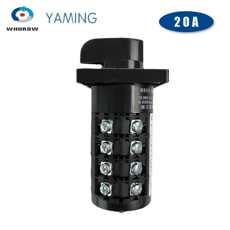 HZ5B-20A مفتاح تبديل الكاميرا الدوارة اليدوي بثلاثة أوضاع 1-4 أقطاب تحكم في طاقة الاتصال باللون الفضي