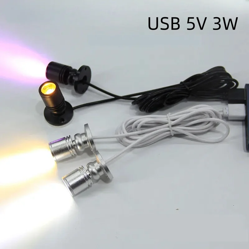 

3W DC5V LED USB MINI Spotlight Jewelry Cabinet Showcase Counter Lamp Surface Mounted Ceiling Mini Cabinet Light USB 5V Interface