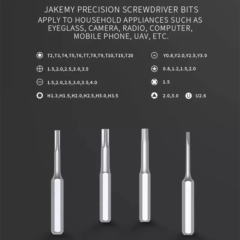 JAKEMY Wirelesss Electric Screwdriver Set with LED Light Rechargeable Cellphone Camera Disassembly Screw Driver Kit view 4