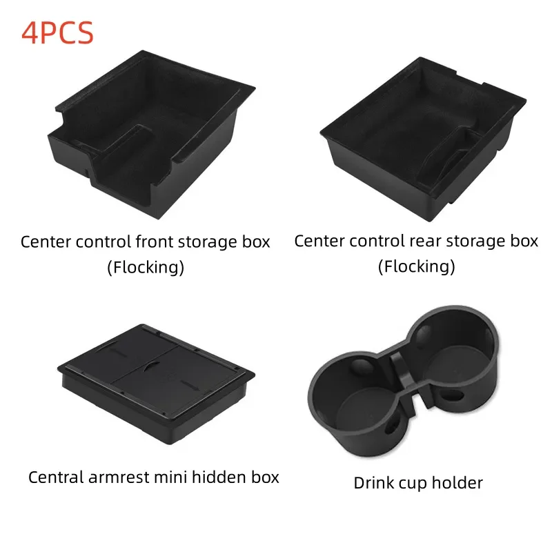 Suitable for Modely/3 Tesla Central Storage Box Water Cup Limiter Privacy Box Rear Central Storage Box Flocking