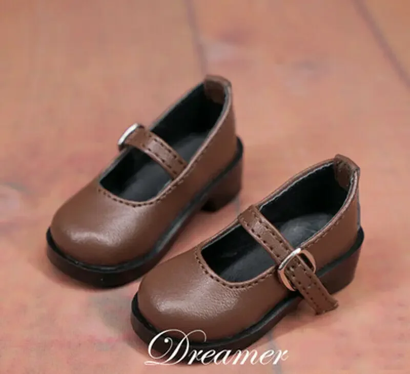 

Brown 1/3 All-match Student Buckle Small Leather Shoes for Women BJD SD Doll