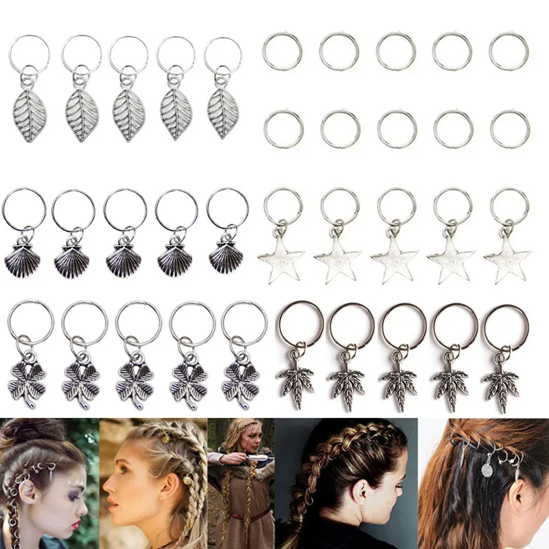 5pcs Silver Metal Hair Rings Braid Dreadlocks Bead Hair Cuffs Dread Tube Charm Dreadlock Hair DIY Accessories Extension