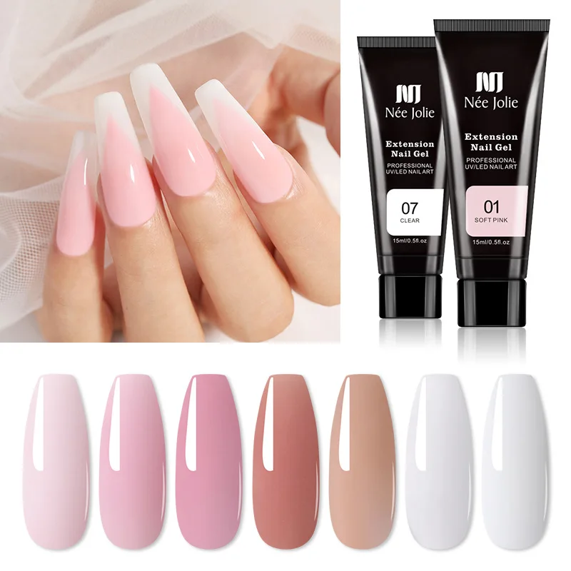 Nail Gel Set Poly For Quick Extension Nail Manicure Polygels With UV Lamp Finger Extend Acrylic Solution Gel Polish Nail Art Kit