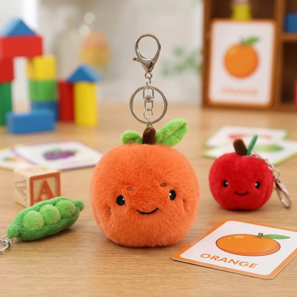 Educational Fruit Keychain Realistic for Preschool Learning Kids Simulation Vegetable Pendant ABS Teaching Tool Durable