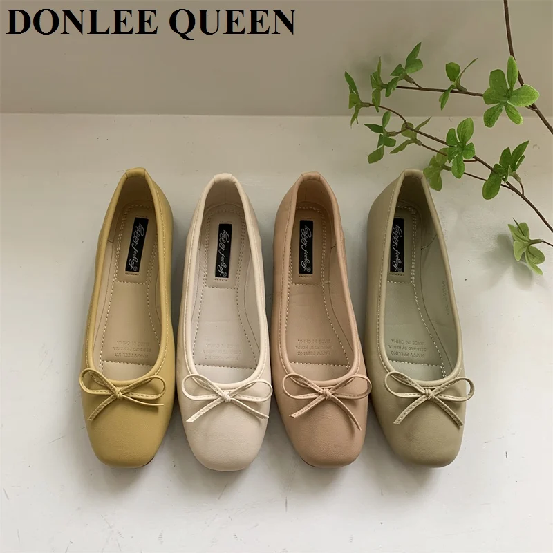 Classic Bow Tie Flats Ballerina Women Shoes Fashion Brand Round Toe Flat Ballet Female Casual Slip On Loafers 2022 Zapatos Mujer