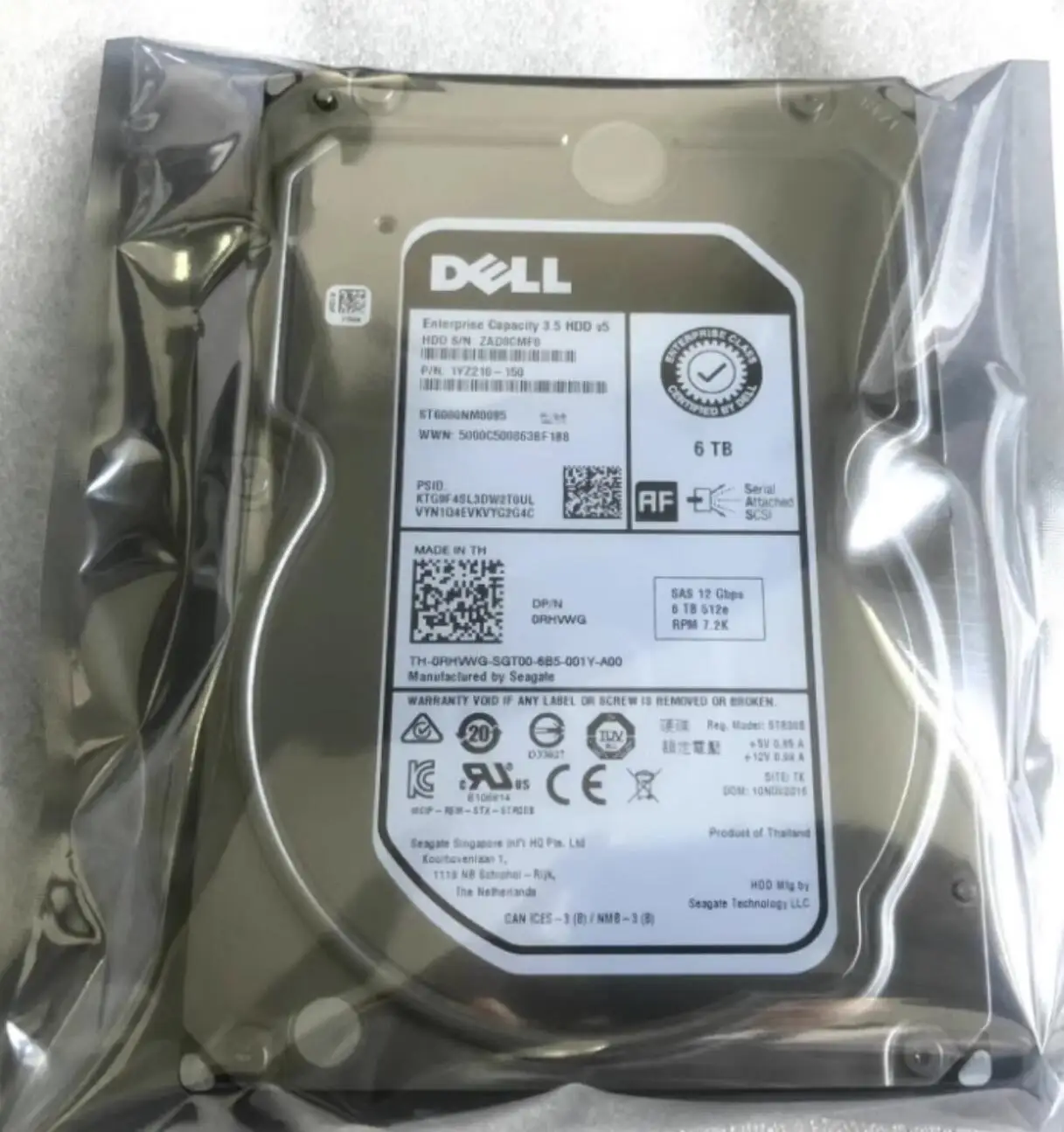 Disco rígido para Dell, HDD para DELL RHVWG 0RHVWG ST6000 NM0095, 6TB, 7200RPM, 128MB, SAS, 12 Gb/s, 3,5"