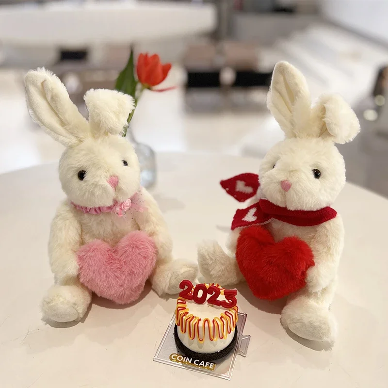 Lapin en peluche mignon avec pull, poupée pour enfant, cadeaux d'anniversaire pour enfants, jouets d'accompagnement pour bébé, cadeau de saint valentin