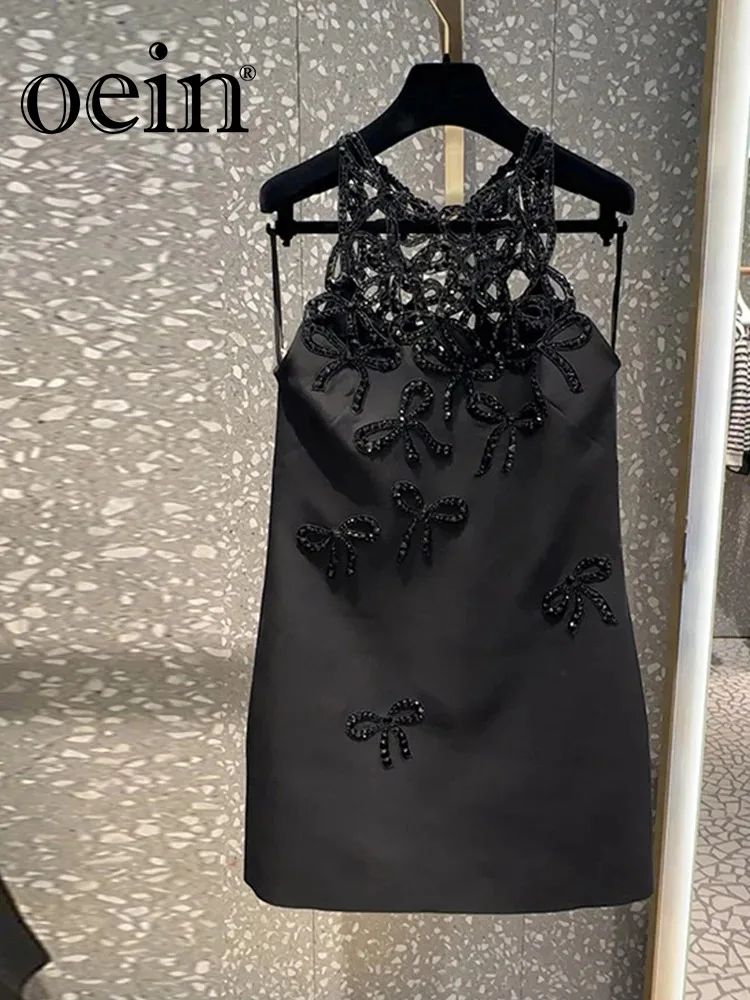 

[oein] Black Hollow Dress Summer 2024 Casual Sleeveless Fashion High end Exquisite Dress