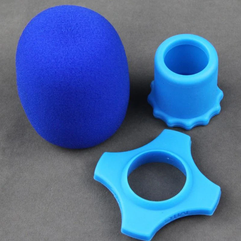 Microphone Anti-Roll Anti Skid Case with Microphone Sponge Cover Set Mic Protection Silicone Ring Bottom Rod Sleeve Holder