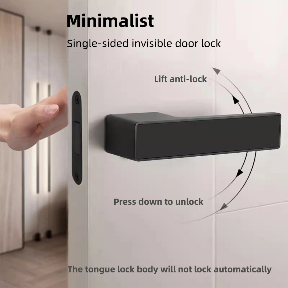 

Bedroom Unilateral Door Lock Household Italian Style Minimalist Invisible Door Lock Indoor Feature Wall Feature Wall