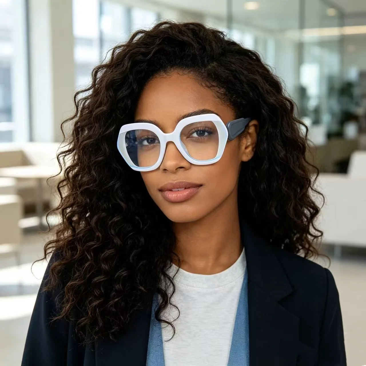New Fashion Square Anti Blue Ray Glasses Women Eyeglasses Frame Customization Prescription Optical Eyewear