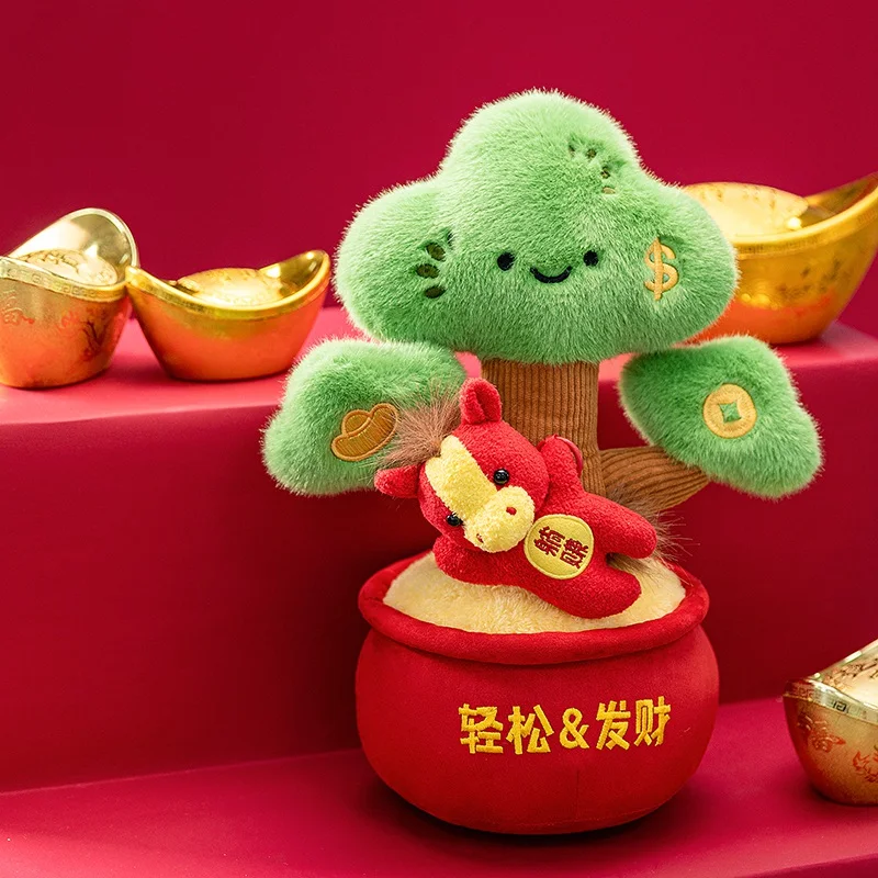 Vaso dos desenhos animados pinheiro brinquedo de pelúcia macio planta de pelúcia árvores verdes mangueira vermelha boneca criativa engraçado pinho decoração de ano novo presentes da menina