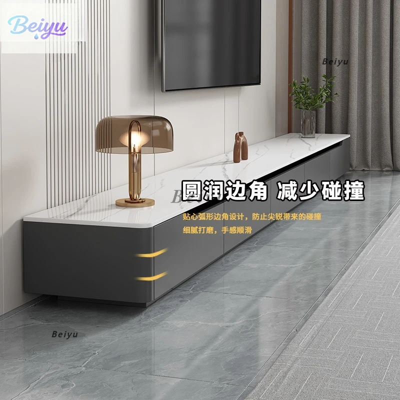 خزانة تلفزيون خفيفة فاخرة وحديثة لغرفة المعيشة المنزلية وطاولة قهوة مجموعة شقة صغيرة 2024 تلفزيون بلاطة صخرية جديدة من الأرض إلى السقف #1