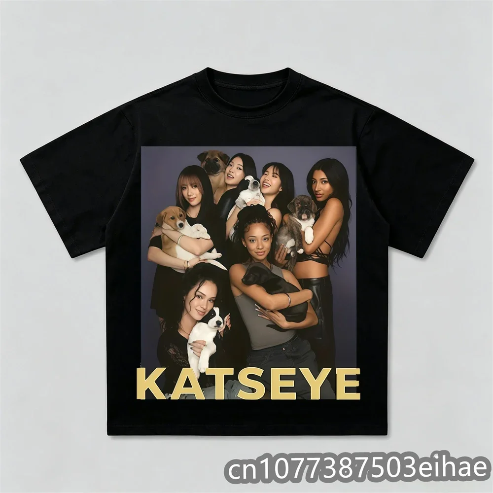 Retro Katseye Beautiful Chaos T-shirts Kpop Tee Woman and Kids Oversized Tee Graphic Short Sleeve T-Shirt Unisex Women Summer