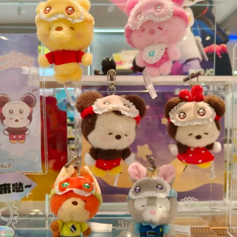 

New Disney Squint-Eye Pajama Series Plush Blind Box Nick Judy Cute Doll Keychains Ornaments Desktop Toy Storage Box Trendy Toys