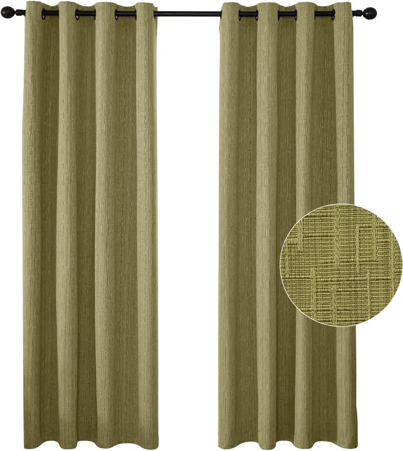 

Jacquard Linen Curtains 72 inch Length 2 Panels Thick Faux Linen Blended Window Drapes Burlap Textured Curtains with Gro