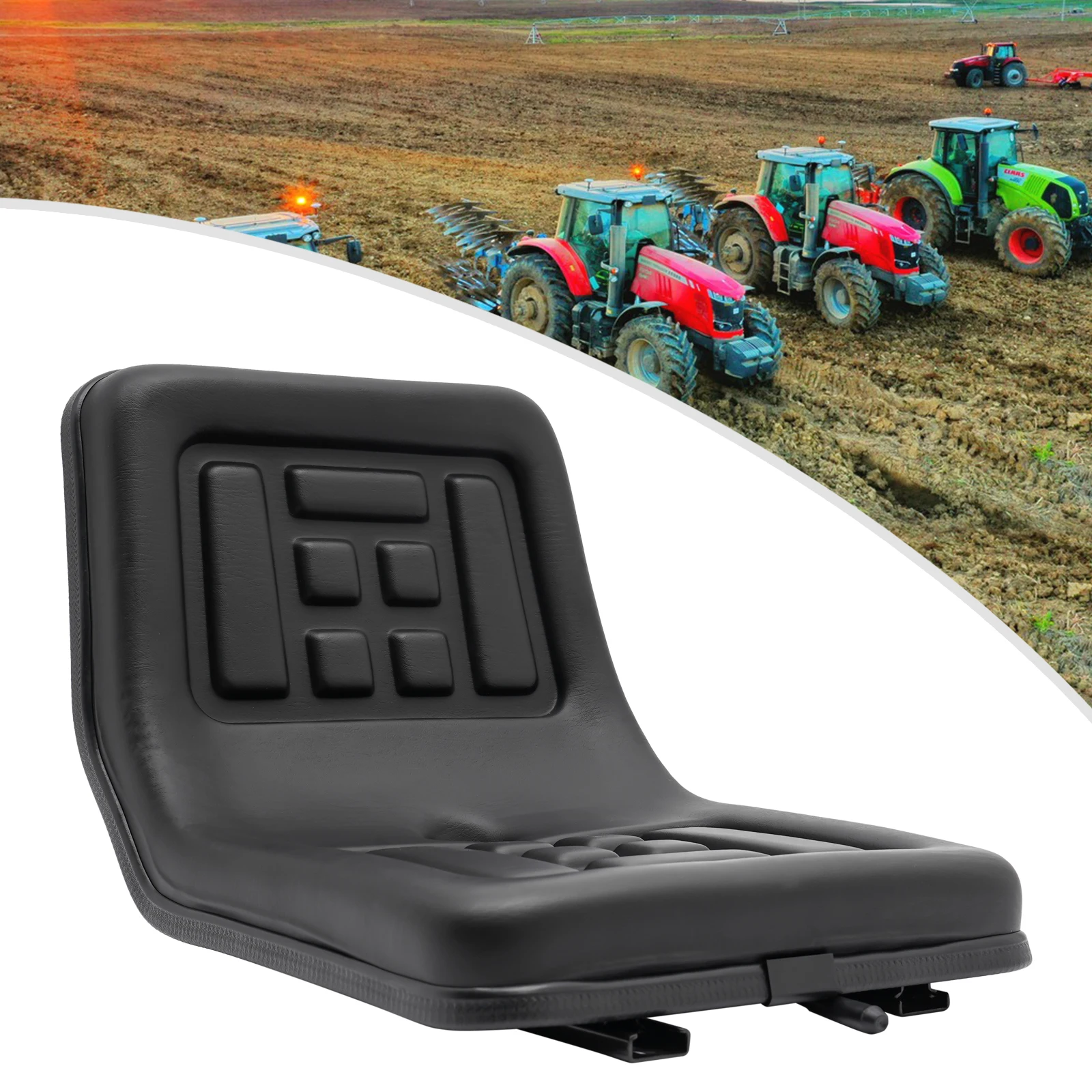 Universal Waterproof Seat Tractor Seat with A Drain Hole PU Material Horizontally Adjustable Black