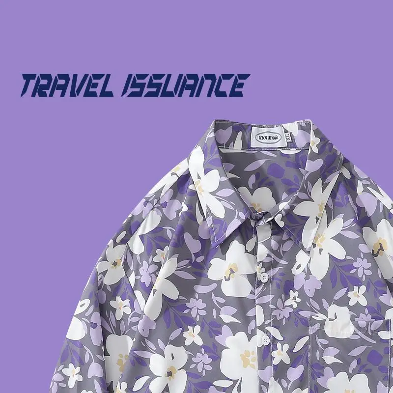 Camisa de manga corta con estampado de flores para hombres y mujeres, estilo Retro, tailandés, Hawaiano, suelto, Ruan guapo