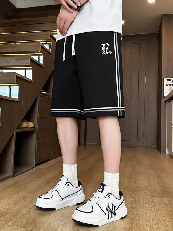 

American Stripe Baskeall orts Men's Trendy Loose Summer Outdoor Casual Qui Dry Sports Five-Quarter Pants Polyester Fiber