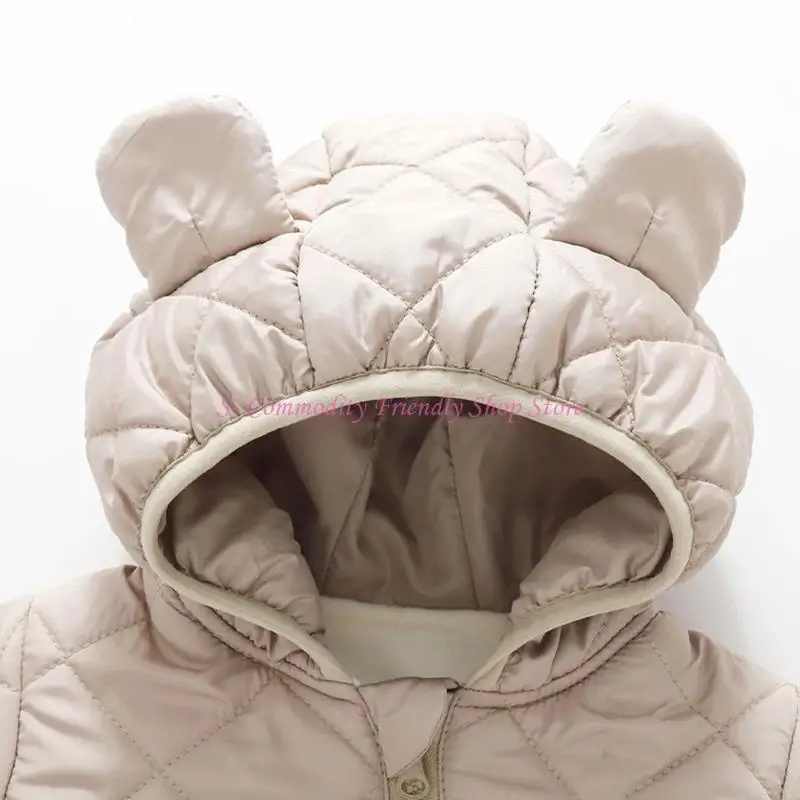 

85AE Infants Hooded Jumpsuit Soft Warm Baby Romper Soft Breatahble Winter Toddler Bodysuit for Cold Weather Protections