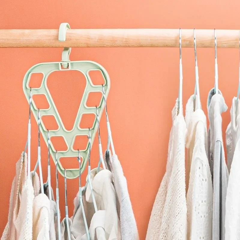 1/2/3Pcs 9-Hole Space Saving Clothes Hanger Non-Slip Closet Organizer Foldable Scarf Belt Tie Storage Rack Drying Hanger