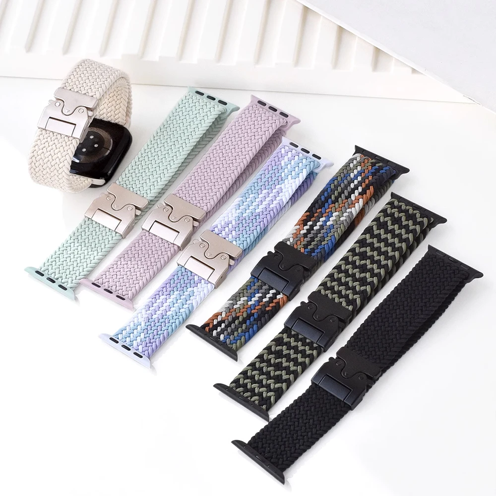Band for Apple watch Straps 44mm 45mm 46mm Ultra 49mm 41 42mm Braided Nylon sport correa bracelet iWatch SerieS 10 9 8 SE 5 6 7