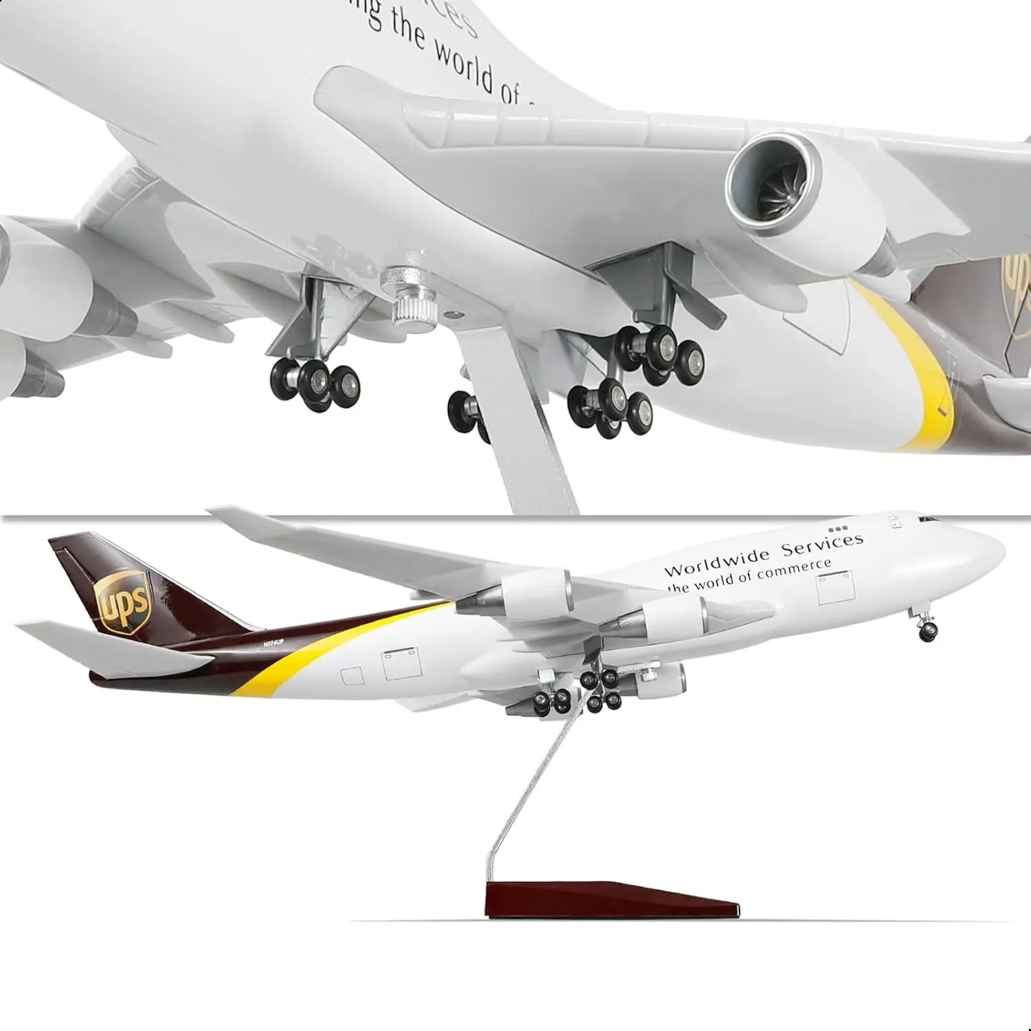 1/160 Scale Collectible Aircraft Ups B747 Die-Cast Resin Airplane Model Kit For Display Collection Or Aviation Enthusiast Gifts