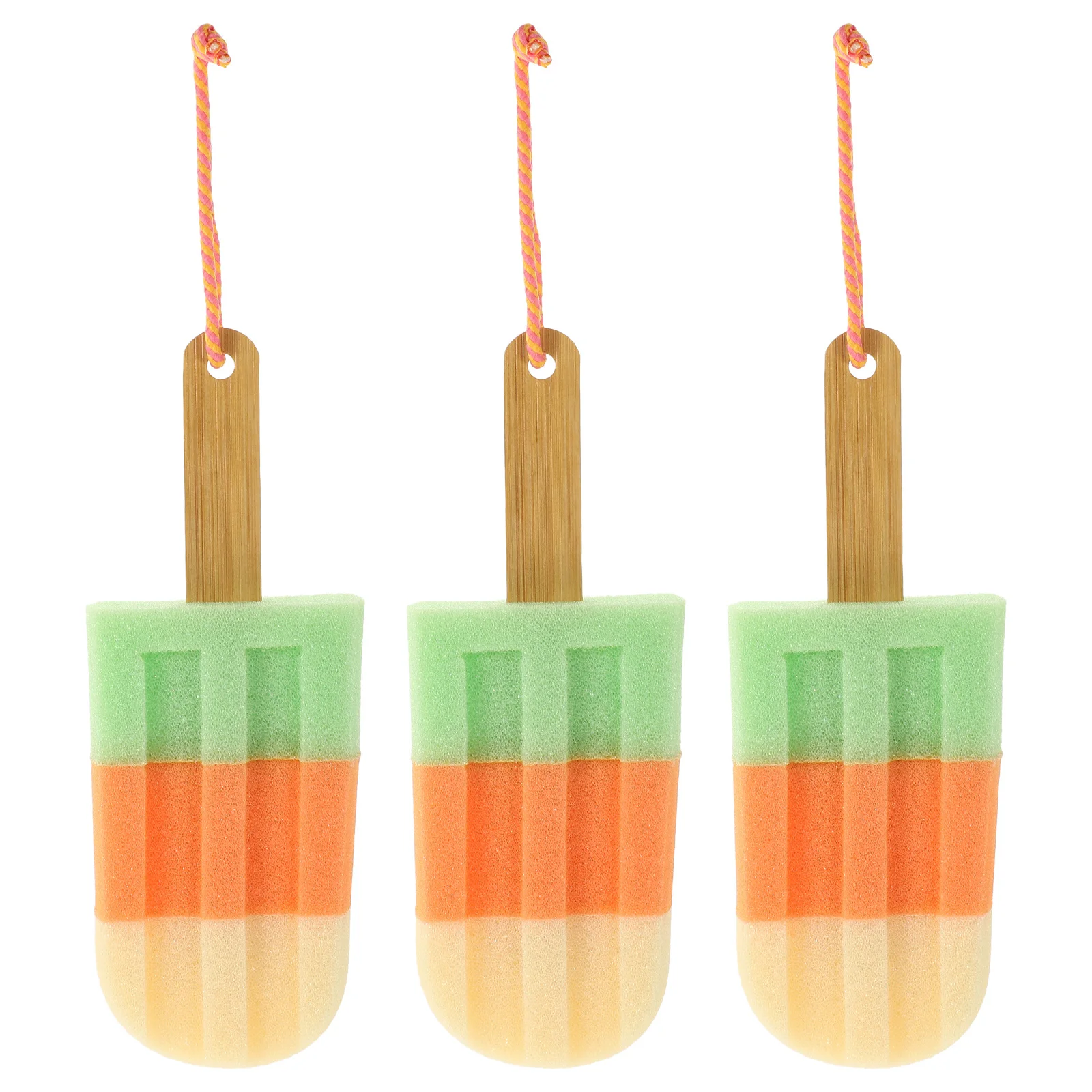 

3Pcs Ice Cream Shaped Bath Ball Soft Sponge Shower Body Scrubbing Exfoliating Bath Accessories Foam Producing Skin Cleaning
