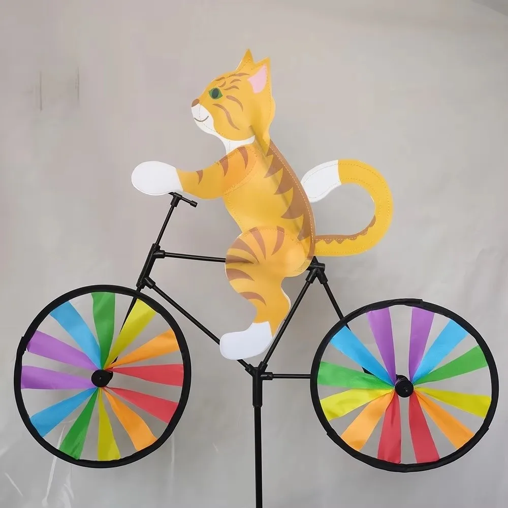 Three-dimensional Cartoon Animal Riding Windmill Cartoon Modelling Wind Spinners Bicycle Wind Spinners Standing Pole Lawn - view 4