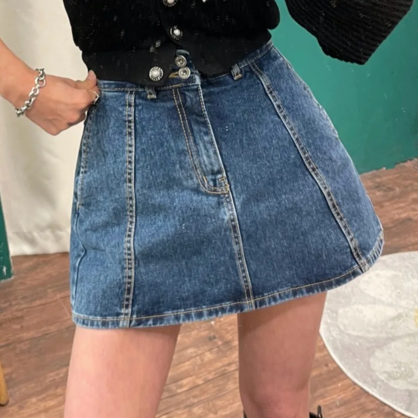 

REALEFT Vintage Women's Denim Short Skirts 2025 New Summer Casual Blue High Waist Patchwork A-line Sexy Mini Skater Skirt Female