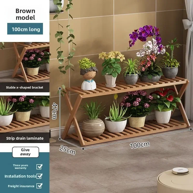 Flower Rack, Balcony Decoration Against The Wall, Dill Succulent Flower Pot Rack, Living Room Window Sill, Solid Wood Shelf