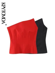 KPYTOMOA-top Bustier asimmetrico da donna, senza schienale, cerniera laterale, Camis femminile, moda Sexy