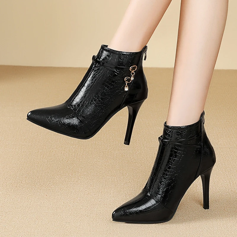 Pointed Toe Ankle Boots Women Thin Heels High Heels Shoes Woman 2024 Trend New Dress Elegant Pumps Fashion Chelsea Botas Mujer