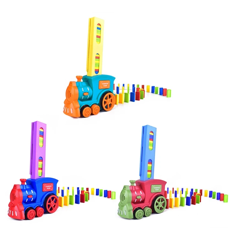 

Domino-Train Toy Stacking Block Set Dominoes Building Block Developmental Automatic Electric Car for Kids 3Years+