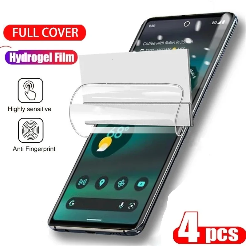 ハイドロゲルスクリーンプロテクターフィルム,4個,Google Pixel 7 pro, 6 pro, 7a, 6a, 5a, 4, 3, 5 xl, 4a, 3a