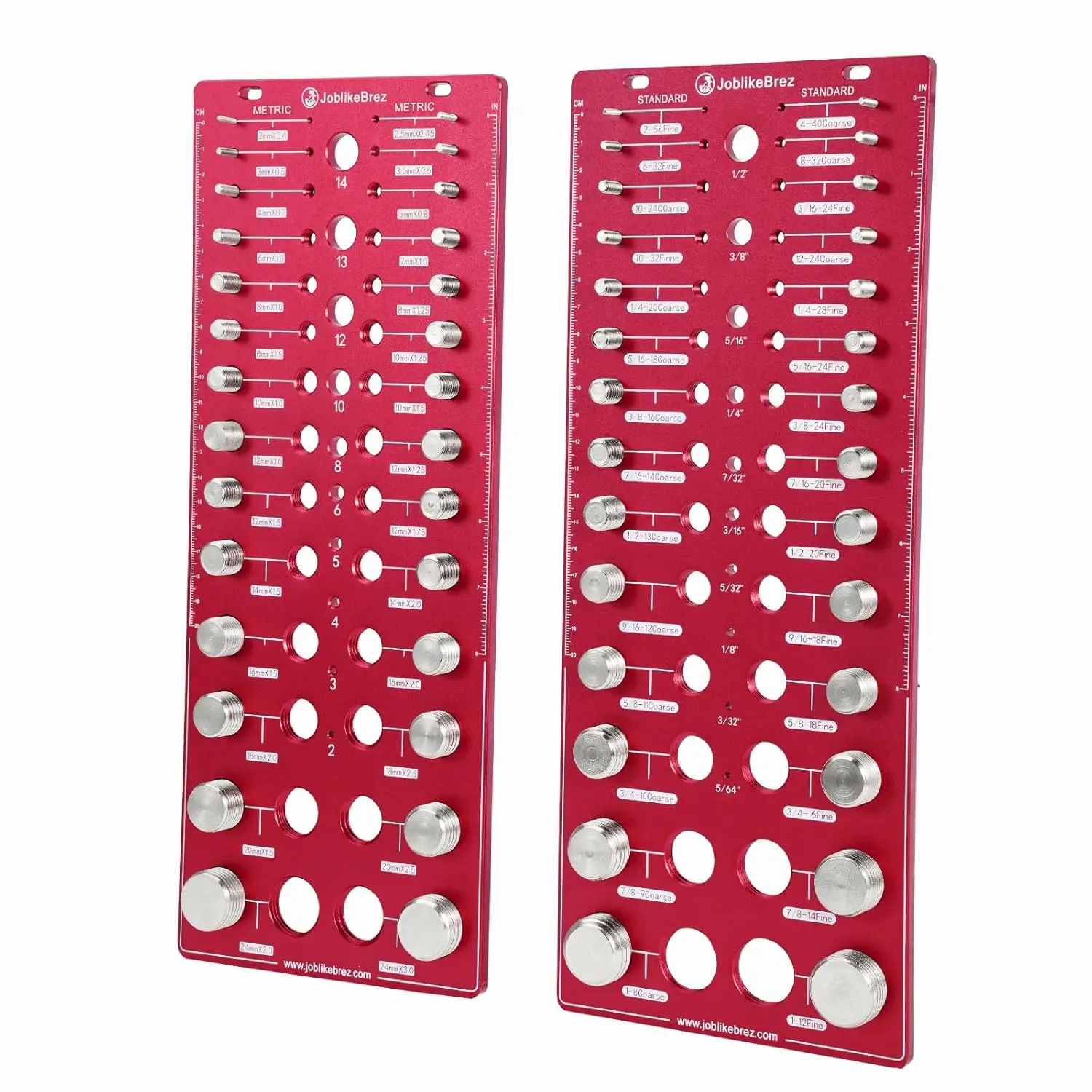 

Набор для проверки резьбы из 76 предметов: 56 размеров гаек/болтов, 20 штангенциркулей и линейка – крепление на стену