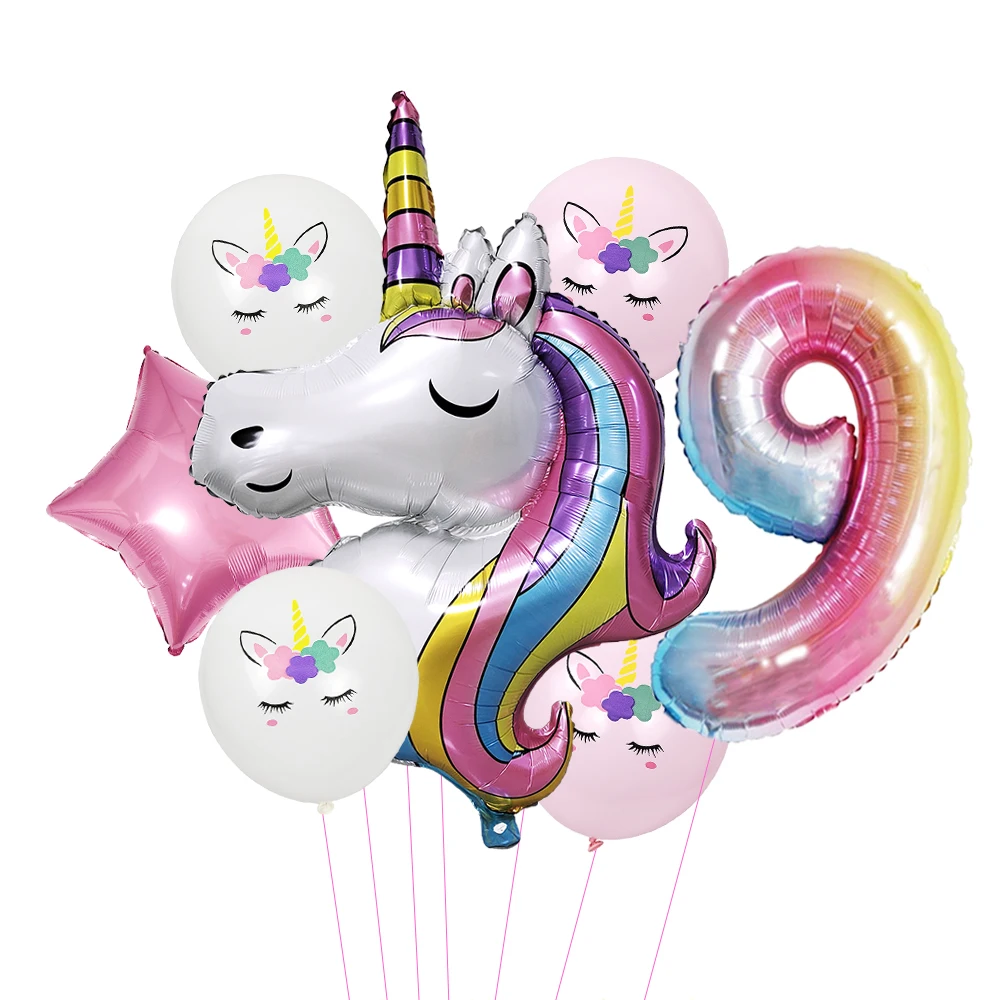 Einhorn Party Luftballons Nummer Folie Luftballons 1 2 3 4 Jahre Einhorn Geburtstags feier Dekoration Regenbogen Einhorn Luftballons Baby party – Detail 10