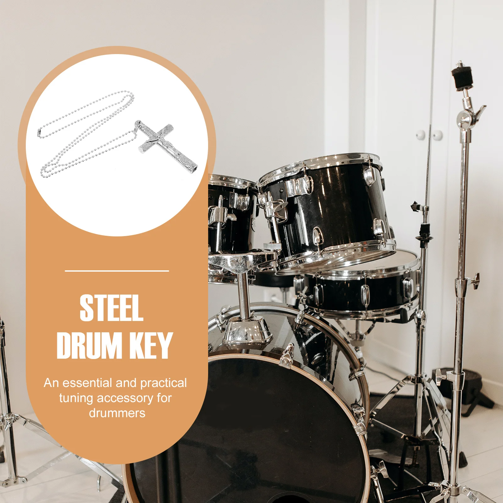 

Drum Key Wrench Necklace Keys for Tuning Drums Tool Opener Skin Drumming Accessories Silver