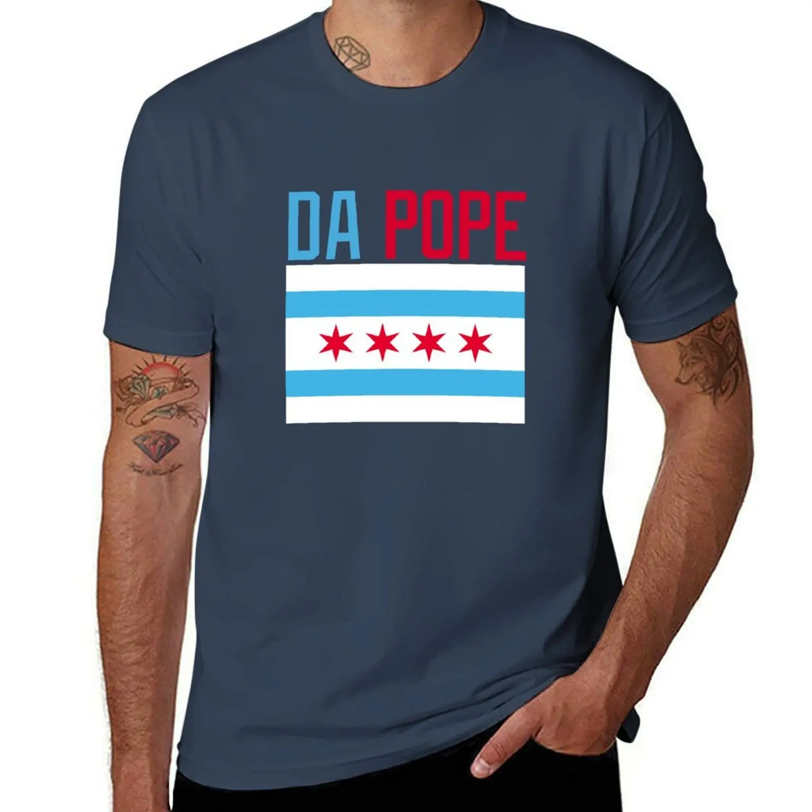 

colors Pope Chicago flag Da cubs T-Shirt Outdoor Sports Short Sleeve Top