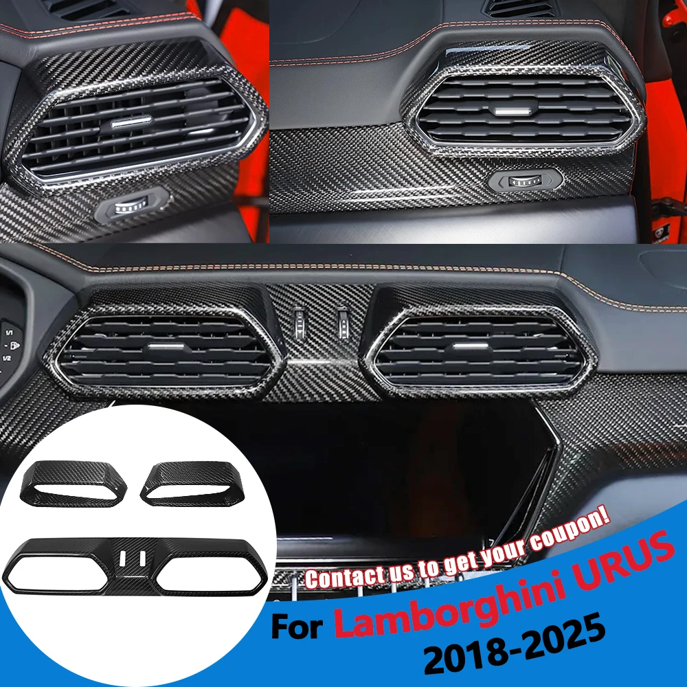 Authentic Carbon Fiber Center Dashboard Air Vent Trim Cover For Lamborghini Urus 2018-2025 Interior Mouldings Car Accessories