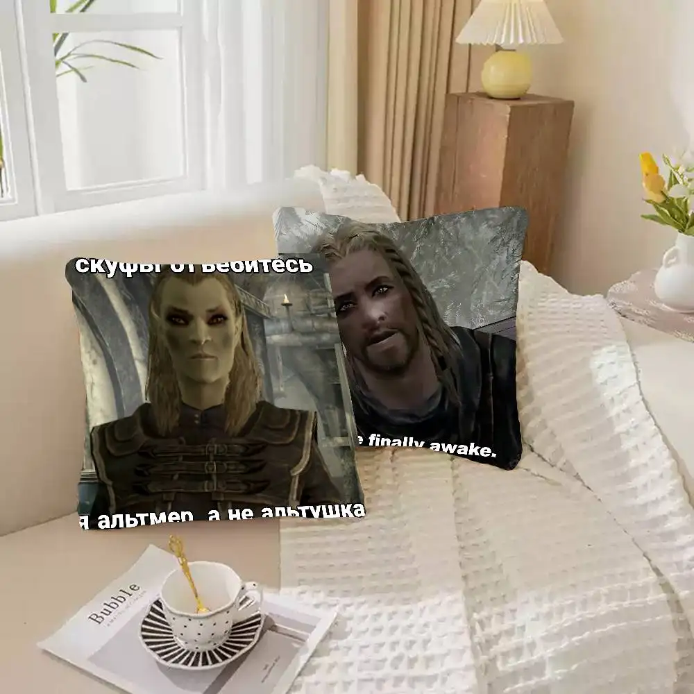 يا أنت أخيرًا مستيقظًا Skyrim كيس وسادة رمي غطاء وسادة الشمال خمر نمط وسادة تغطي غرفة المعيشة المنزلي أريكة Couc #3